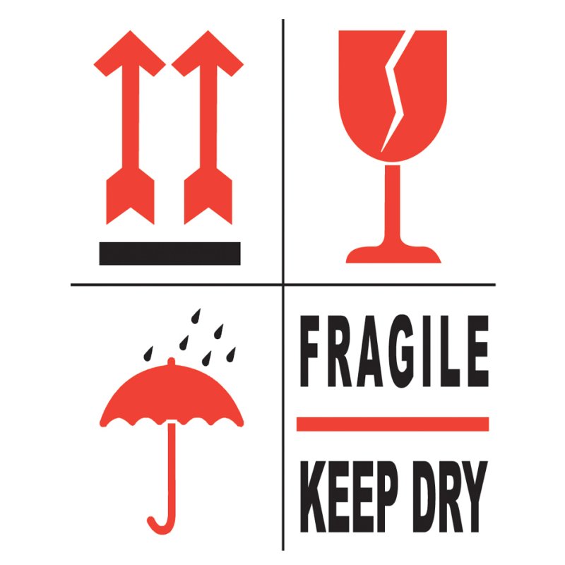 rillprint waarschuwingsetiketten FRAGILE KEEP DRY, permanent klevend, 500 stuks